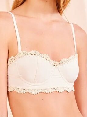 Ulla Johnson Women's Etiana Crocheted-trim Bikini Top Cowrie L NWT